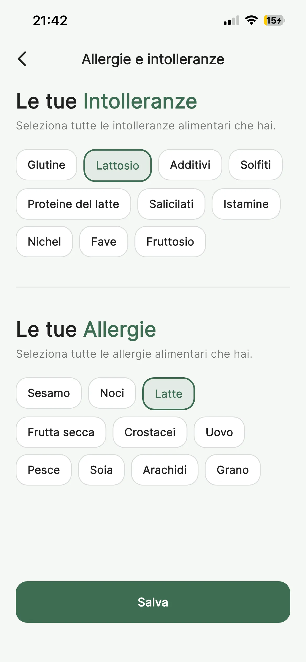 Allergies & intolerances